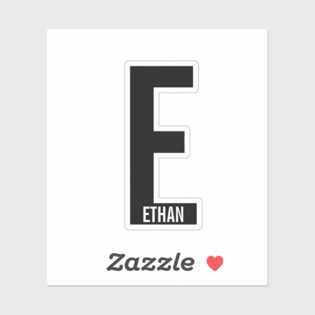 Sticker Modern Personalized Bold Monogram and Name (Feuille)