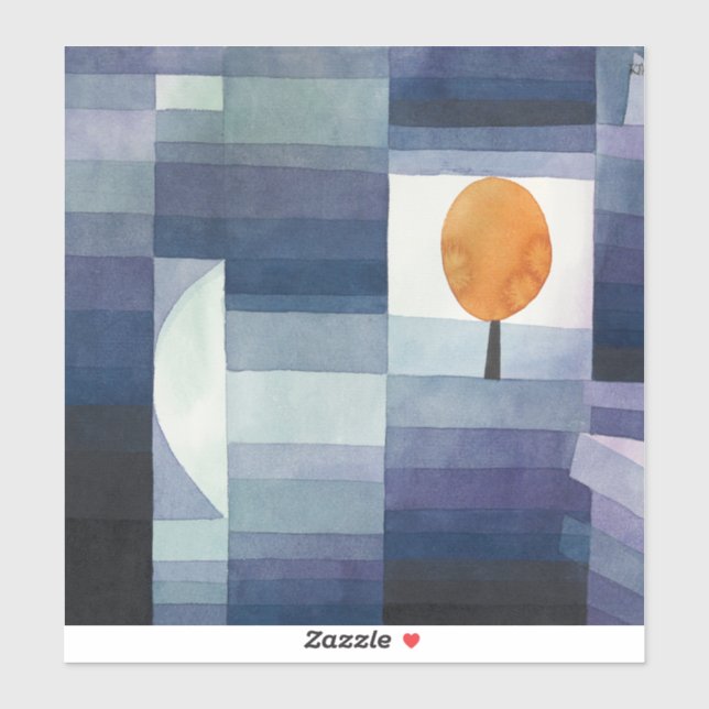 Sticker Moderne Abstrait Géométrique Bleu Orange Klee (Feuille)