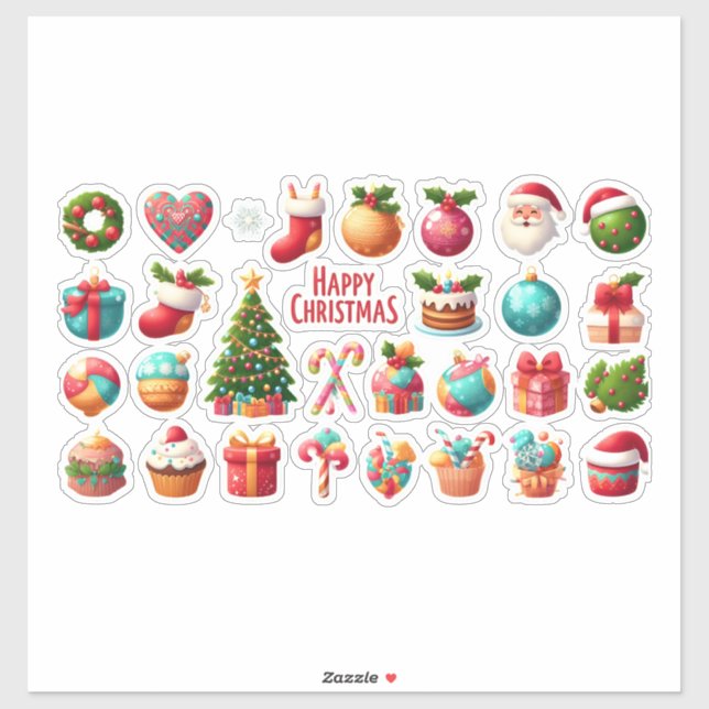 Sticker Moderne élégant de Noël  (Feuille)