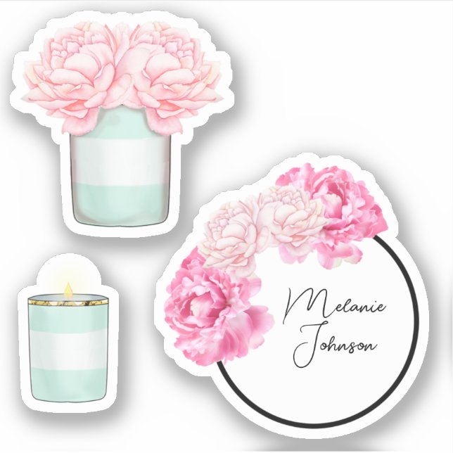 Sticker Moderne Fantaisie Fille mignonne Grandes Vertes Fl (Devant)