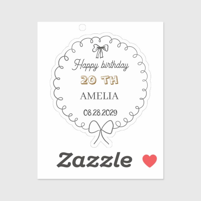 Sticker Moderne Fleur Anniversaire | Design de Fleur Éléga (Feuille)