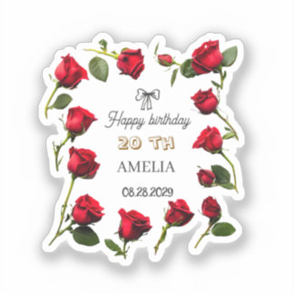 Sticker Moderne Fleurs Anniversaire | Élégant Dessin de Fl