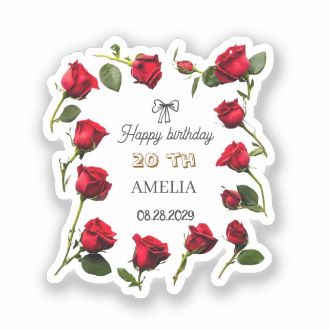 Sticker Moderne Fleurs Anniversaire | Élégant Dessin de Fl (Recto)