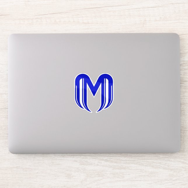 Sticker Moderne Lettre Bleue M Minimaliste  (Ordinateur)
