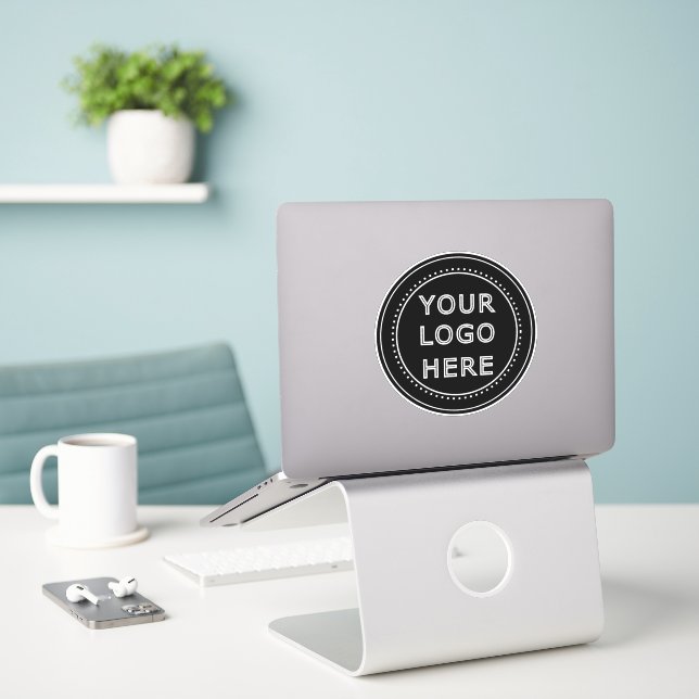 Sticker Moderne, minimaliste, élégant et personnalisable (Ordinateur portable sur le bureau)