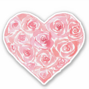 Sticker Moderne Roses Roses Blush Foncé Original Aquarelle