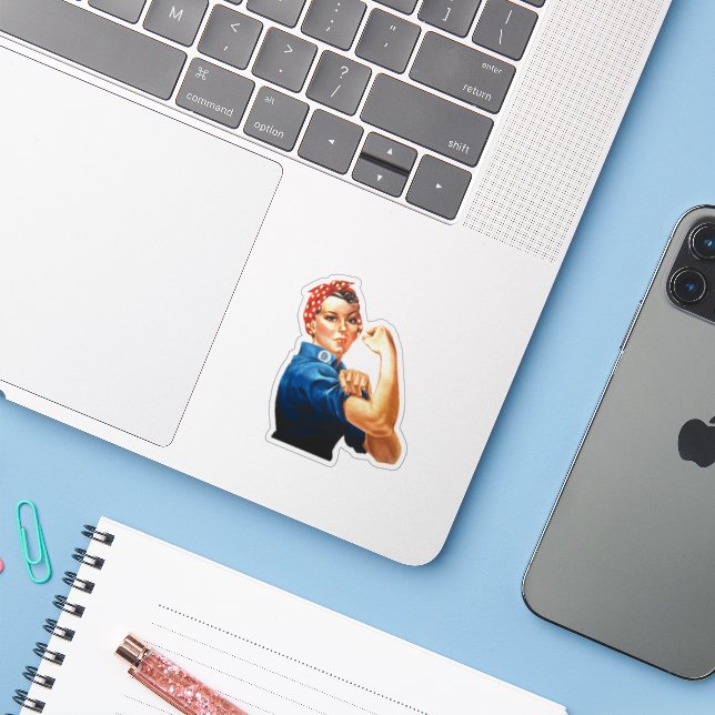 Sticker moderne Rosie le Riveter (Ordinateur portable avec iPhone)