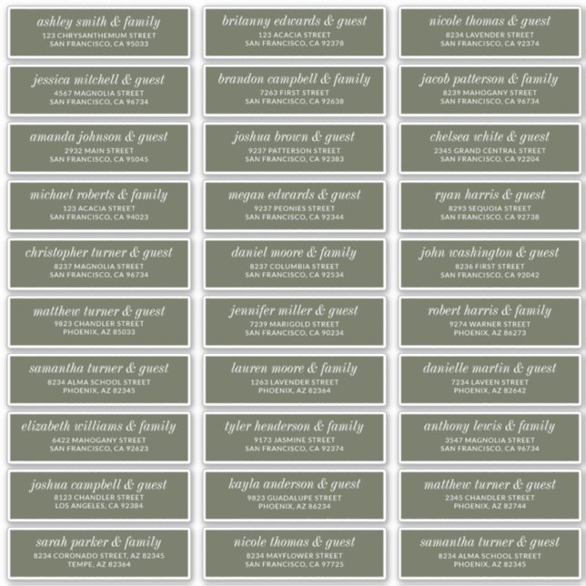 Sticker Moderne Simple Chic Mariage Nom d'hôte Adresse (Devant)
