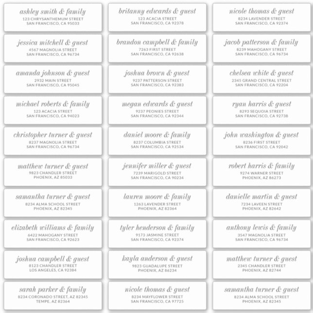 Sticker Moderne Simple Chic Mariage Nom d'hôte Adresse (Devant)