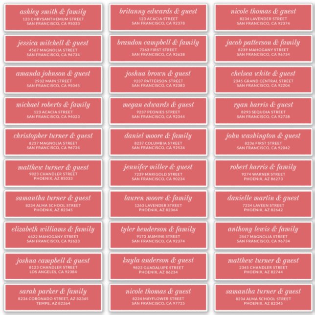 Sticker Moderne Simple Chic Mariage Nom d'hôte Adresse (Devant)