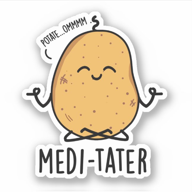 Sticker Modi-tater drôle Méditer Pun de pomme de terre (Devant)