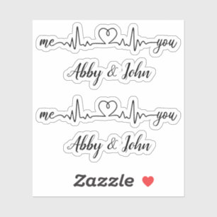 Sticker Moi et toi Heartbeat Love Heart Line Nom personnal