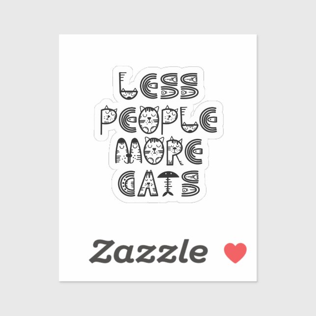 Sticker Moins de gens  plus de chats  (Feuille)