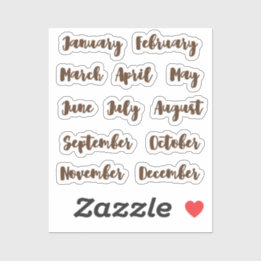 Sticker Mois de l'année minuscule latte