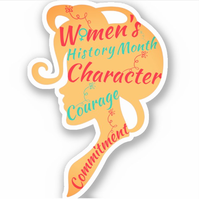 STICKER MOIS DE L'HISTOIRE DES FEMMES CARACTÈRE COURAGE EN (Devant)