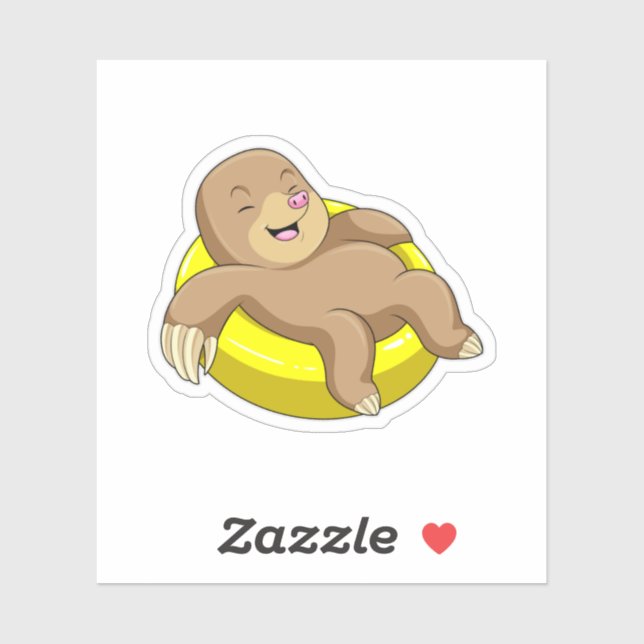 Sticker Mole à la natation avec Lifebuoy (Feuille)