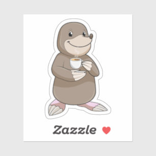 Sticker Mole avec Coffee Cup