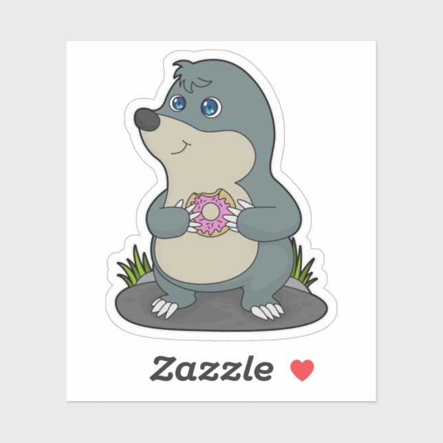 Sticker Mole avec Donut (Feuille)
