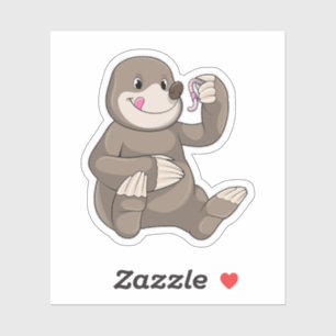Sticker Mole avec ver de terre