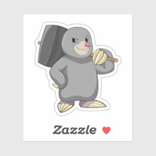 Sticker Mole en Handyman avec Hammer