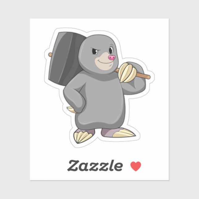 Sticker Mole en Handyman avec Hammer (Feuille)
