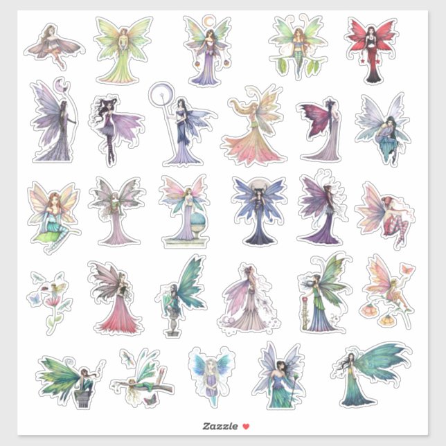 Sticker Molly Harrison Fairies Faery Fairy Art coloré (Feuille)