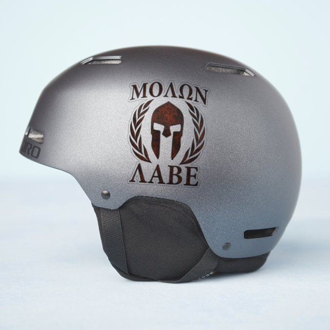 Sticker Molon Labe Laurels, guerrier spartiate (Côté casque)