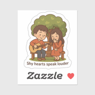 Sticker Moment d'amour timide - Couple mignon
