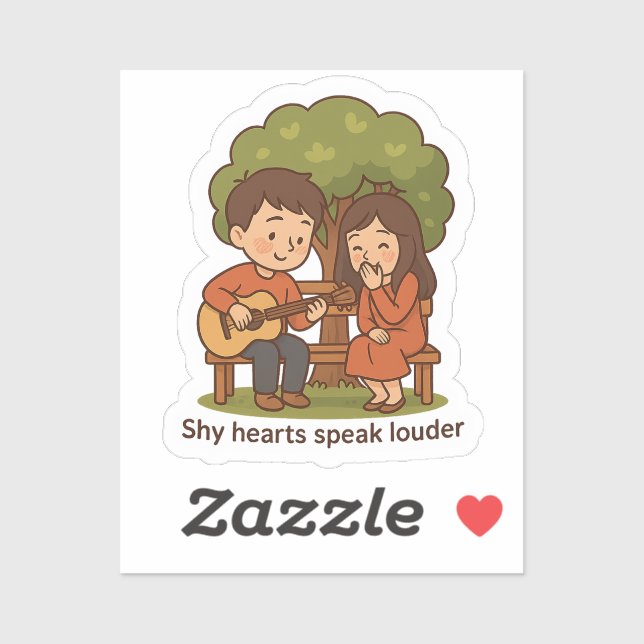 Sticker Moment d'amour timide - Couple mignon (Feuille)