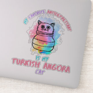 Sticker Mon antidépresseur préféré est mon angora turquois