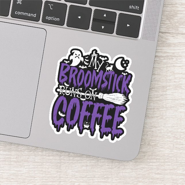 Sticker Mon Broomstick Fonctionne Sur La Sorcière De Café  (Détail)