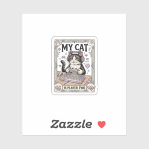 Sticker Mon chat est joueur deux Chat Gamer Tech Vintage V