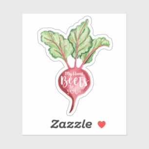 Sticker Mon Coeur Beets Pour Vous, Aquarelle Veggie Beet