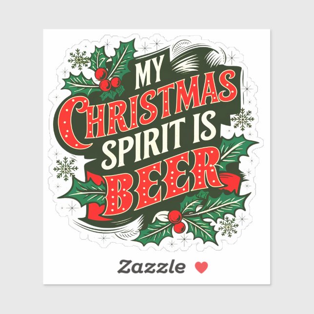 Sticker Mon esprit de Noël est Bière-89379 (Feuille)
