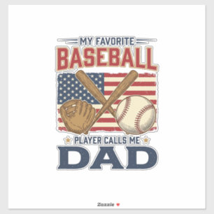 Sticker Mon Joueur De Baseball Préféré M'appelle Papa Vint