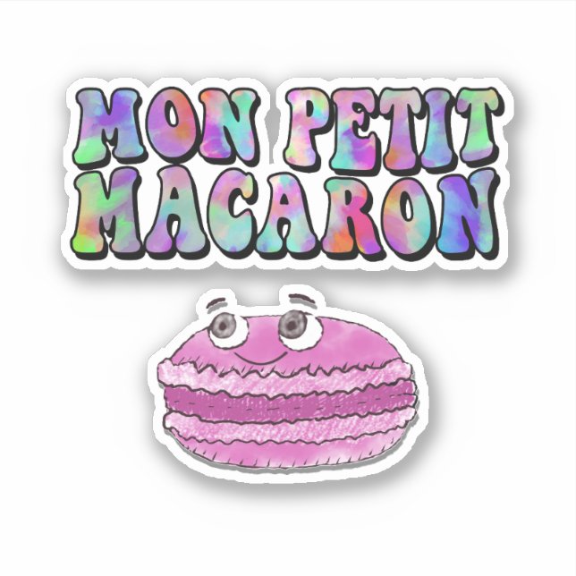 Sticker Mon Petit Macaron Retro Tie Dye Texte Super (Devant)