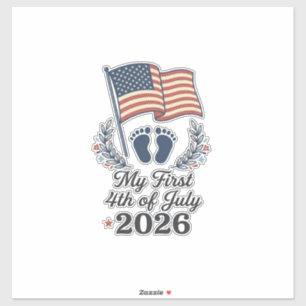 Sticker Mon premier 4 juillet 2026 bébé vintage patriotiqu