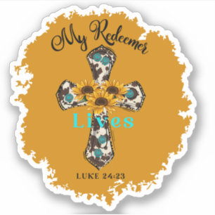 Sticker Mon Rédempteur Vit La Croix Religieuse De Pâques