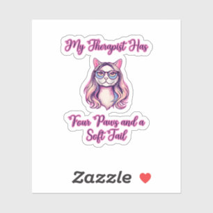 Sticker Mon Thérapeute a Quatre Pattes Amateur de Chat à Q
