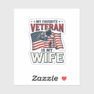 Sticker Mon vétéran préféré est ma femme T-shirt patriotiq
