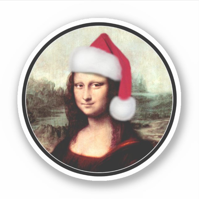 Sticker Mona Lisa Chapeau de Père Noël Noël (Devant)