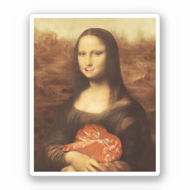 Sticker Mona Lisa Cœur Saint-Valentin Baiser (Recto)