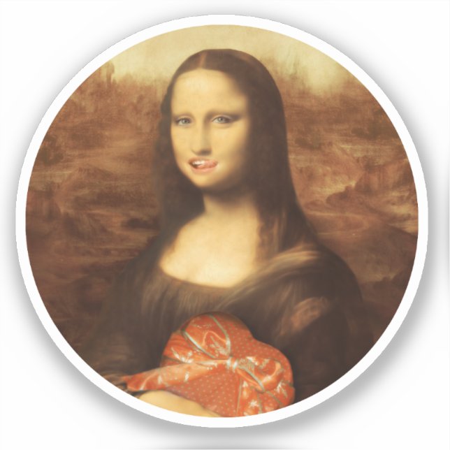 Sticker Mona Lisa Cœur Saint-Valentin Bisou (Recto)