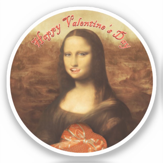 Sticker Mona Lisa Cœur Saint-Valentin Bisou (Recto)