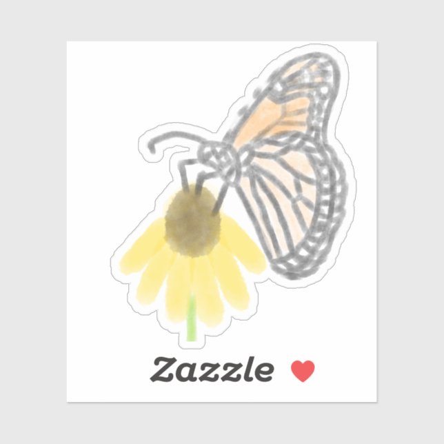 Sticker Monarque papillon et Black Eyed Susan (Feuille)