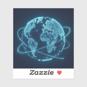Sticker Monde connecté – Carré d'art du réseau mondial
