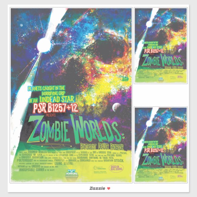 Sticker Monde zombie Halloween Galaxie d'Horreurs (Feuille)