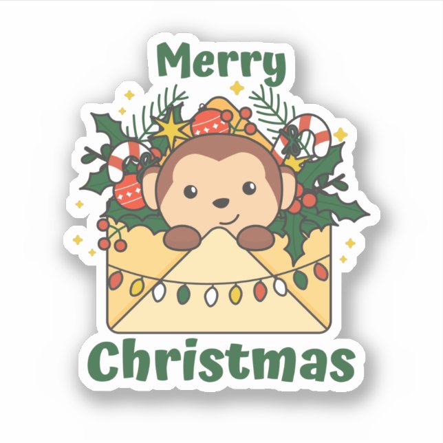 Sticker Monkey Christmas (Devant)