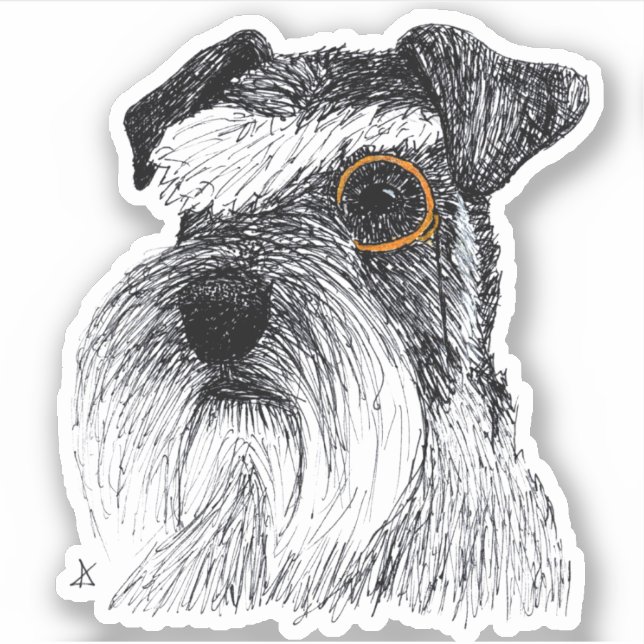 Sticker monocle schnauzer (Devant)