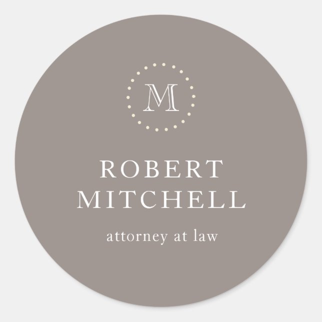 Sticker Monogram Brown Elegant Classic Business (Devant)